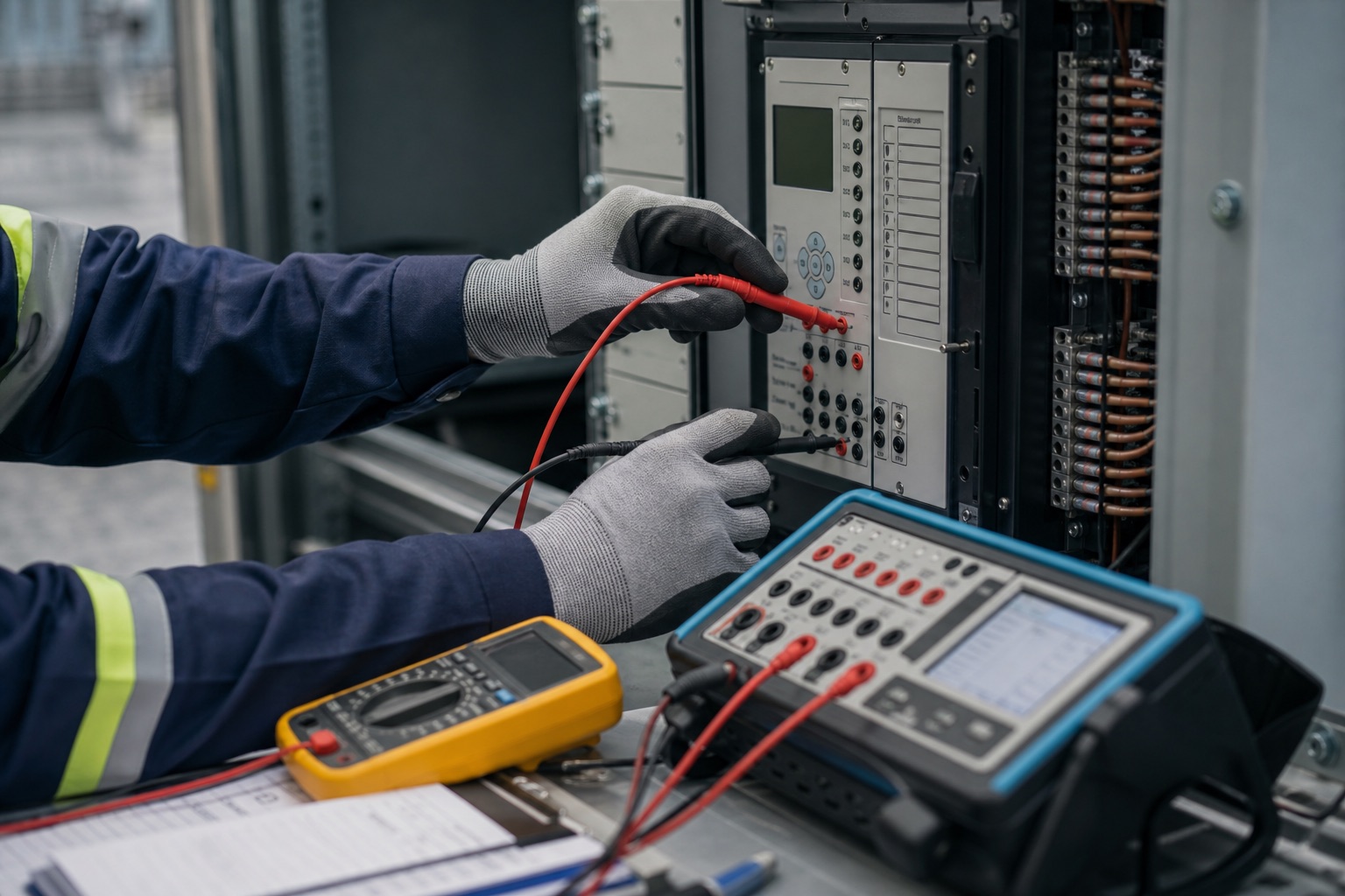 Pruebas en un gabinete de control y protección